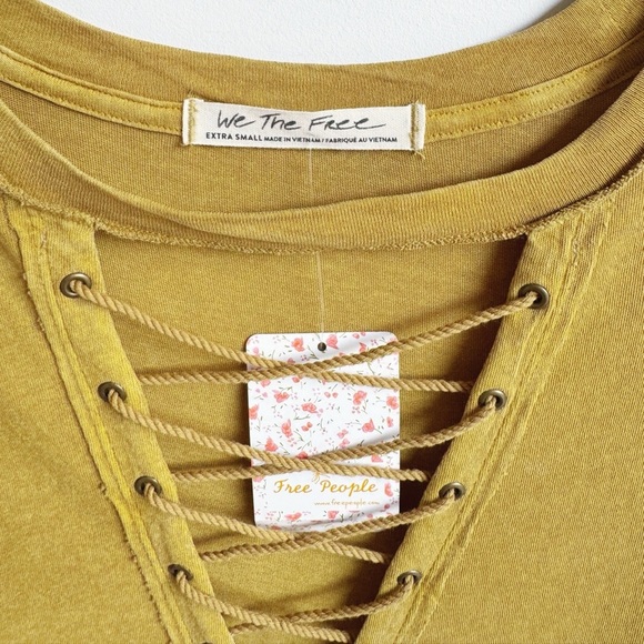 NWT FREE PEOPLE Azalea Lace Up Tee XS - Picture 4 of 5